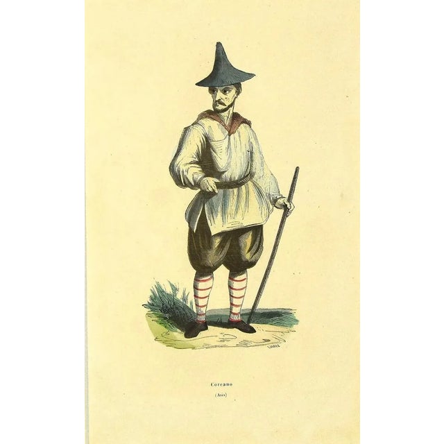 "Coreano" (Asia) is an original hand-watercolored lithograph on ivory paper by Anonymous Artist of XIX Century, in 1854s....