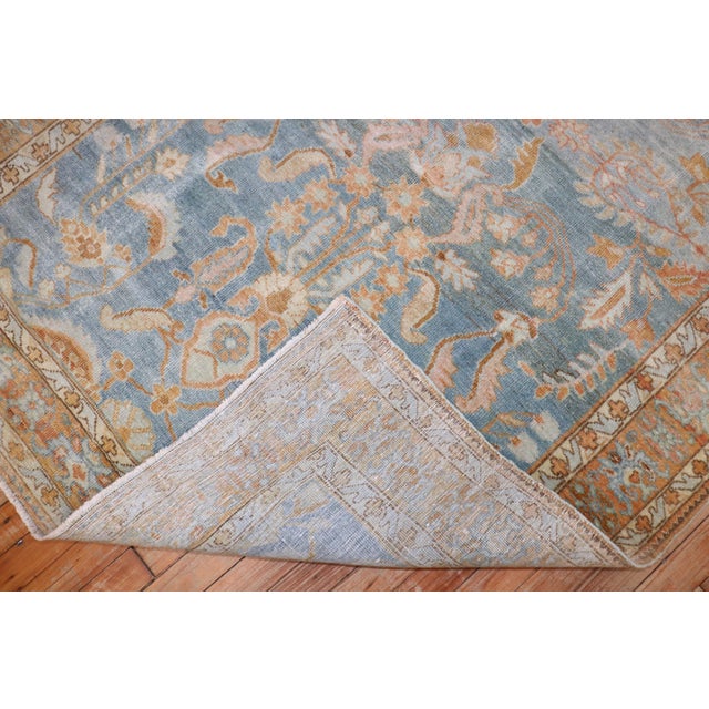 Early 20th Century Zabihi Collection Sky Blue Peach Persian Sarouk Accent Rug - 4'3" x 6'7" For Sale - Image 10 of 10
