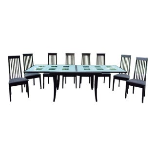 Calligaris Italian Designer Dining Table With 8 Chairs on Sale Now $1995 Bon Ton 95" Dining Table Eight Chairs For Sale