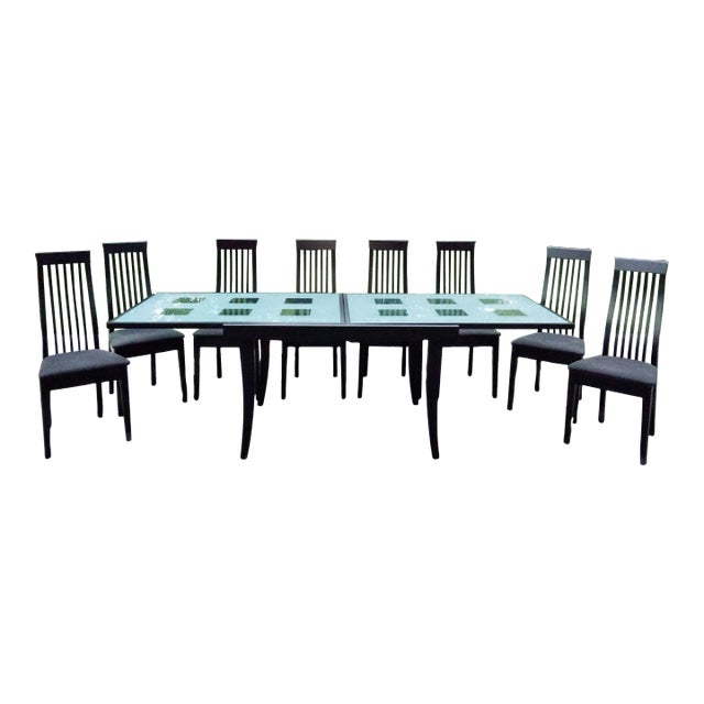 Calligaris Italian Designer Dining Table With 8 Chairs on Sale Now $1995 Bon Ton 95" Dining Table Eight Chairs For Sale
