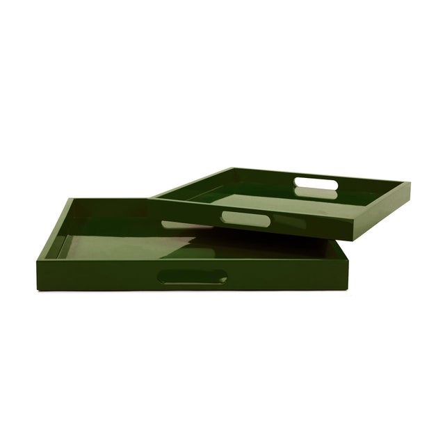2020s Saint Tropez Square Tray Set of 2 - Wild Green For Sale - Image 5 of 10