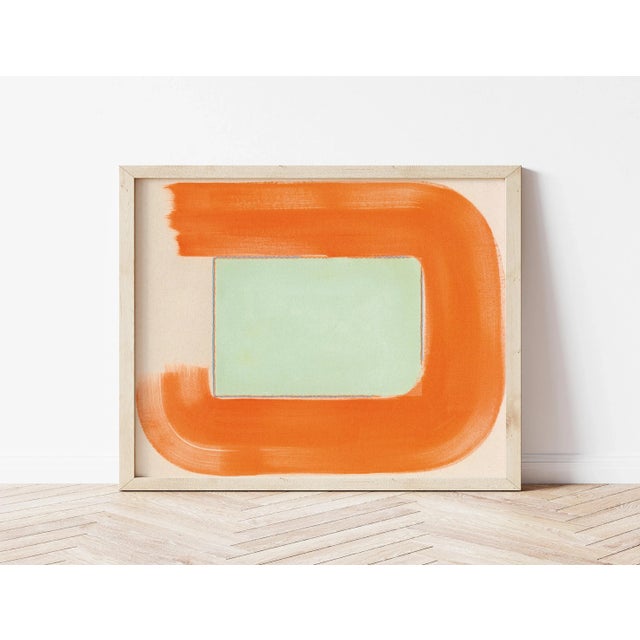 Celery/Orange' Fine Art Print by Emily Keating Snyder Print itself is 16 x 20 in. and framed in a light wood frame with...