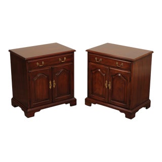 1980s Henkel Harris Pair Solid Mahogany Nightstands For Sale