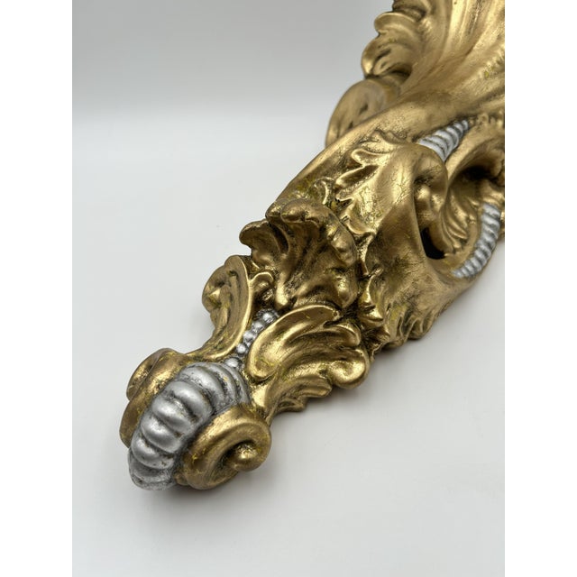 Sculpture Materials 1970s Pair of Large Gold Colored Wall Sconces Made in Italy For Sale - Image 7 of 13