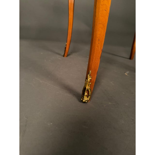 Wood French Louis XV Style Cherry Wood Side Table With Leather Top, Circa 1920 For Sale - Image 7 of 17