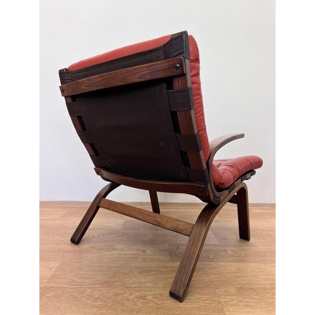 1970s Mid-Century Danish Bentwood and Leather Armchair attributed to Farstrup, 1970s For Sale - Image 5 of 8