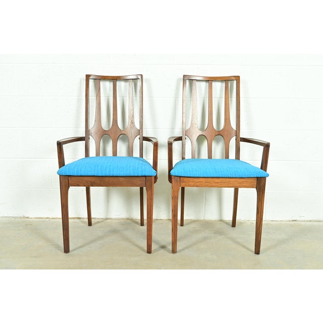 Broyhill Brasilia Mid-Century Modern Sculpted Walnut High Back Armchairs, Pair For Sale - Image 10 of 10