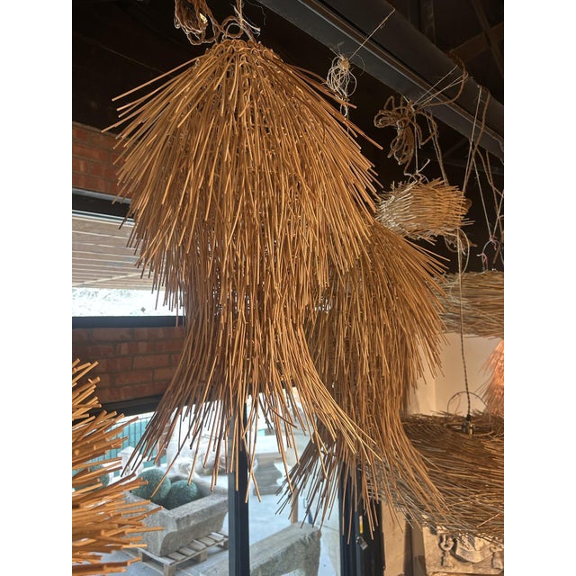 Pair of Decorative French Rattan Pendant Lights For Sale - Image 10 of 12