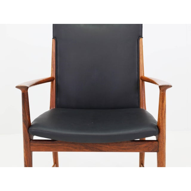 High-Back Armchairs in Rosewood and Leather by Kai Lyngfeldt-Larsen, Denmark, 1960s, Set of 2 For Sale - Image 11 of 14