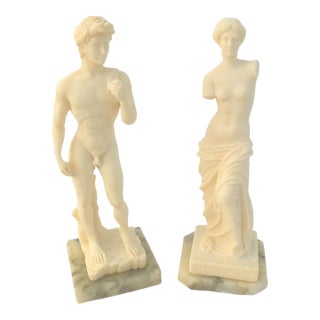 Vintage David & Venus De Milo Reproduction Resin Figurines, a Pair For Sale