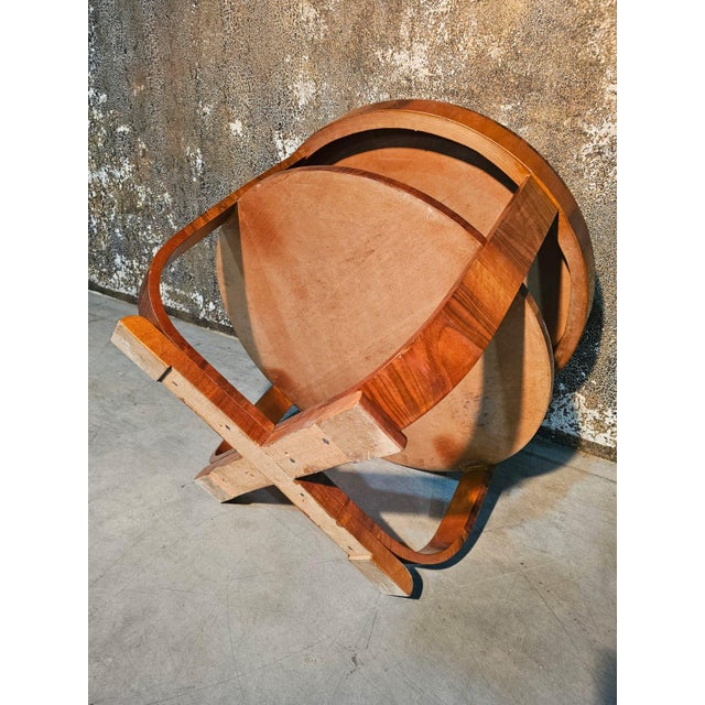 Round Art Deco Table in Walnut Root, 1950s For Sale - Image 4 of 5