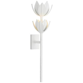 Julie Neill for Visual Comfort Signature Alberto Large Two Tier Sconce in Plaster White For Sale