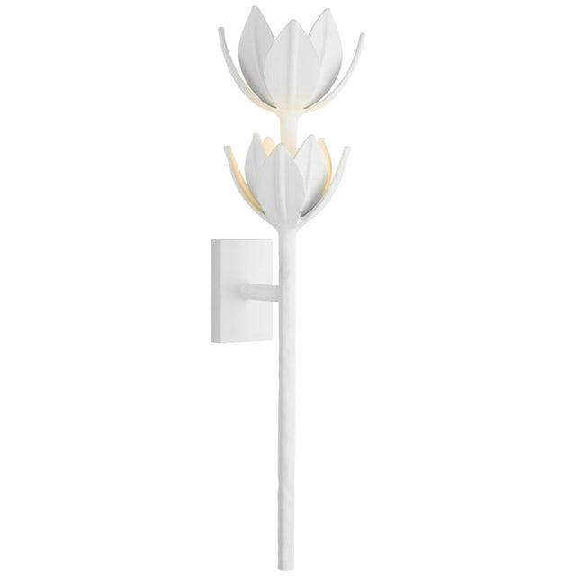 Julie Neill for Visual Comfort Signature Alberto Large Two Tier Sconce in Plaster White For Sale