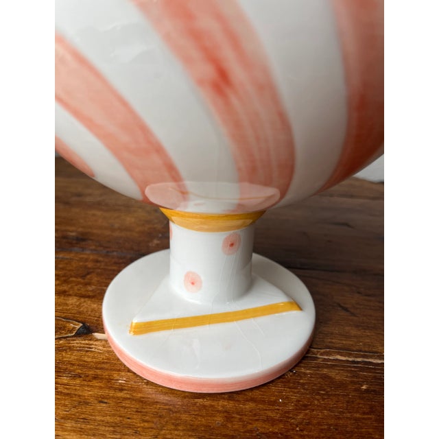 Mackenzie Childs 1980s Dalla Gassa, Mario Nove, Italy Ceramic Pedestal Bowl For Sale - Image 4 of 10