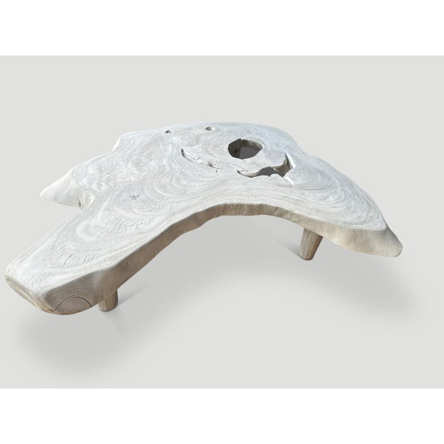 Contemporary Andrianna Shamaris Amorphous Mid Century Style Bleached Coffee Table For Sale - Image 3 of 6