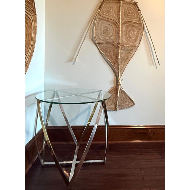 Mid-Century Modern Barrel Form Brass Accent Side Table by John Vesey For Sale - Image 3 of 11