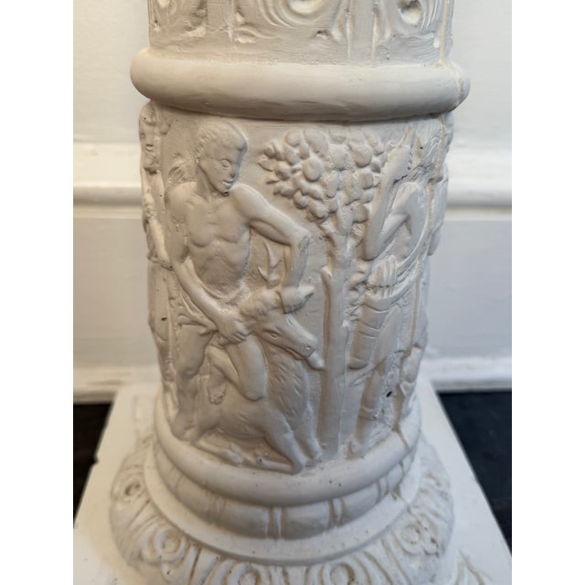 Vintage 1980s Romanesque Hunt Design Column Pedestal Plant Stand For Sale - Image 9 of 16