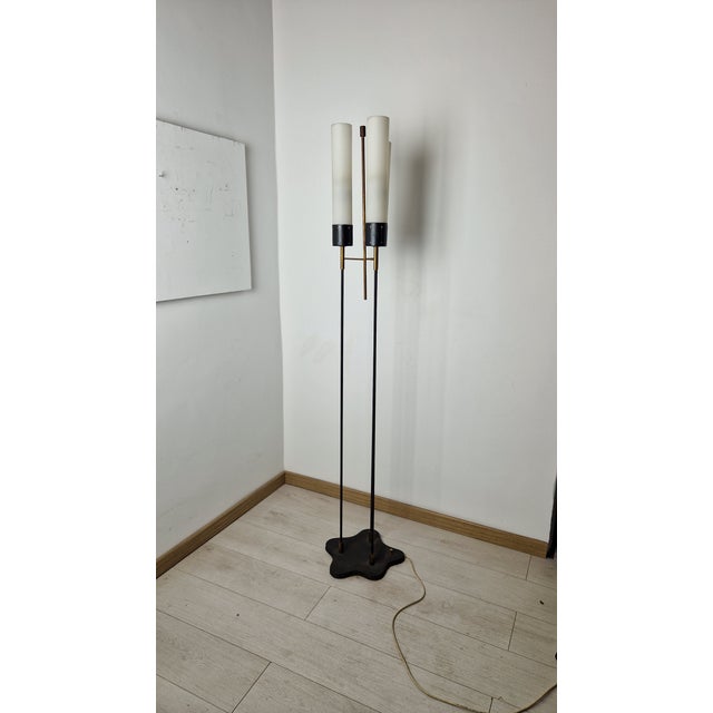 Vintage Floor Lamp with Marble Base and Brass Stem, 1950s For Sale - Image 10 of 10