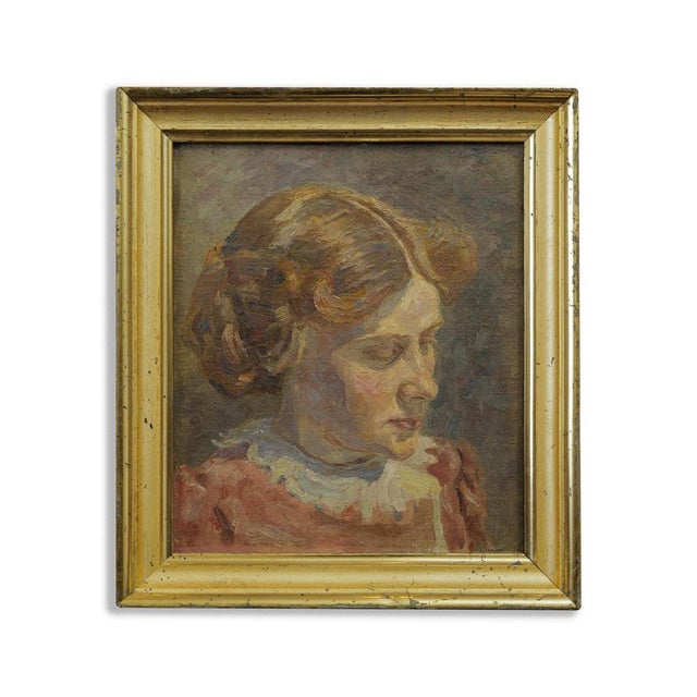 Einar Parslev, Portrait of a Young Woman, 1890s, Oil on Canvas For Sale - Image 4 of 4