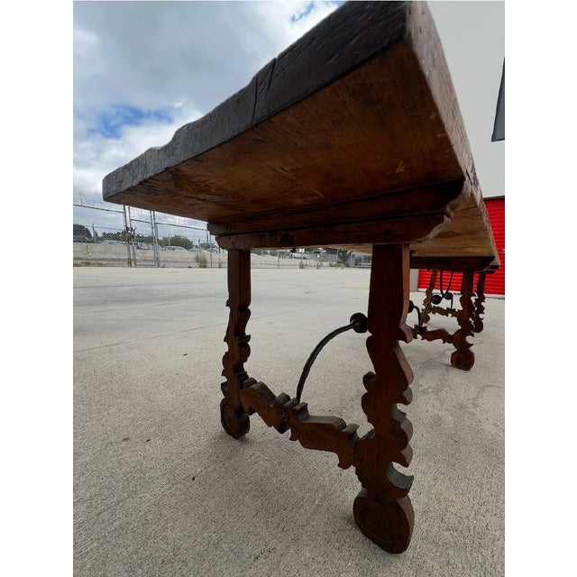 Monumental 18th-Century Spanish Baroque Style Walnut Trestle Dining / Refectory Table For Sale - Image 4 of 18