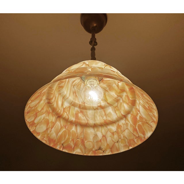 Art Deco Pendant Light in Pink Marble Glass, 1930s For Sale - Image 14 of 18