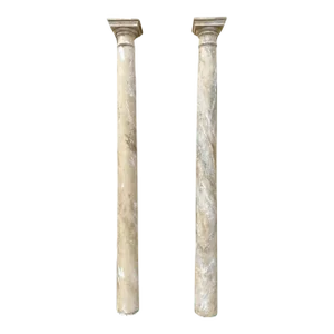 Vintage Reclaimed Salvage Wooden Faux Marble Painted Column Pair