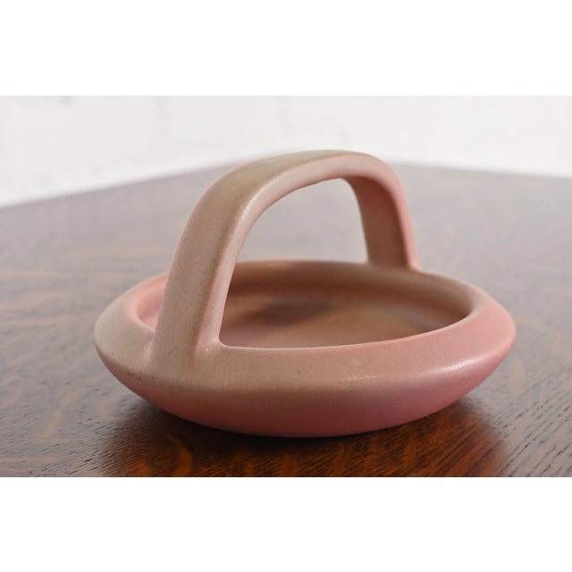 A gorgeous Arts & Crafts period glazed ceramic art pottery handled bowl, catchall, or ashtray By Rookwood Pottery USA,...