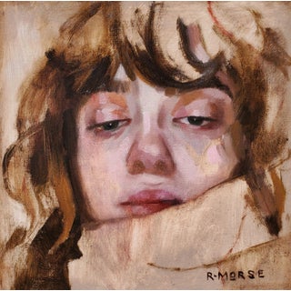 Bundled by Ryan Morse | Oil on panel Portrait of a person with a thoughtful expression. For Sale