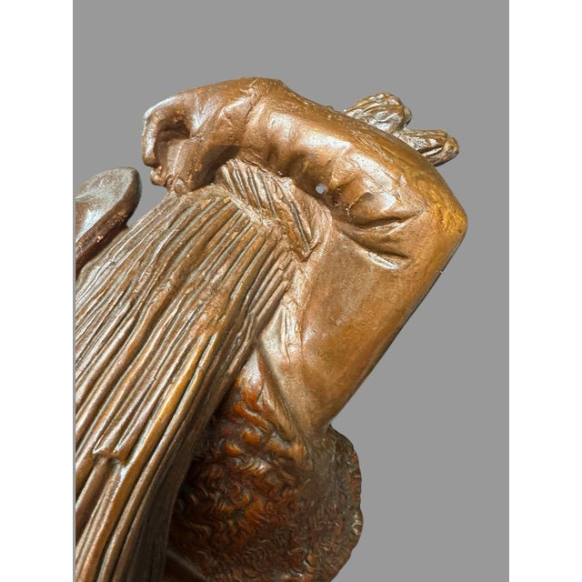 Mid 20th Century Victorian Style Figural Plaster 26” Statue Sculpture Wheat Harvester For Sale - Image 6 of 10