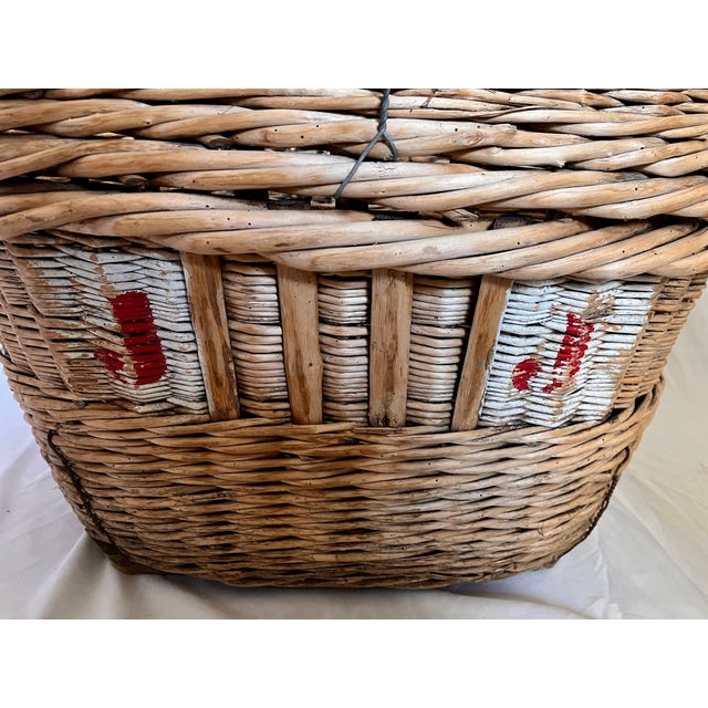 Large Antique French Wicker Champagne Harvest Basket For Sale - Image 13 of 18