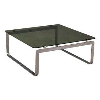 Chrome Metal and Glass Coffee Table, 1970s For Sale
