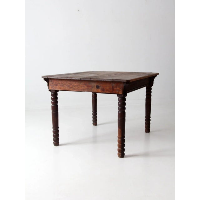 Wood Vintage Wood Harvest Table For Sale - Image 7 of 12