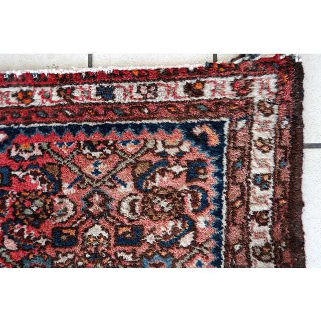 Sky Blue 1970s, Handmade Vintage Persian Hamadan Rug 2' X 2.8' For Sale - Image 8 of 9