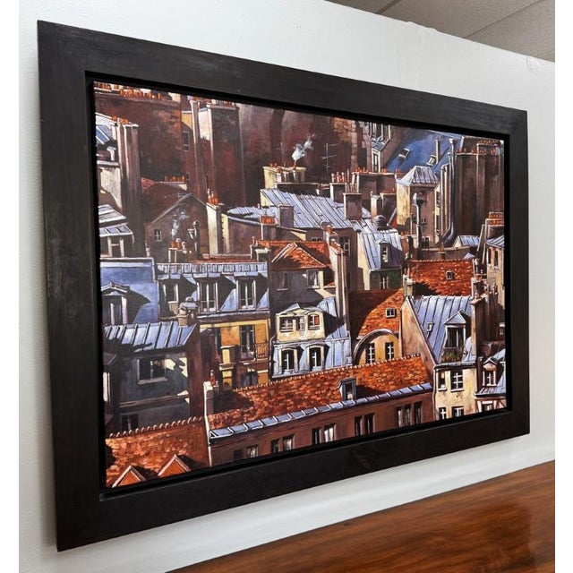 Contemporary “Tuiles Et Zinc” by Philippe Vermeulen “Fifax” Original Oil on Canvas For Sale - Image 3 of 15