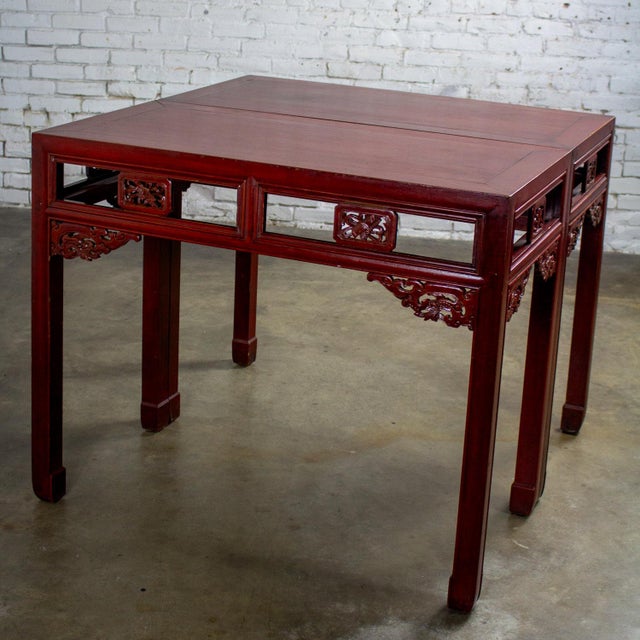 Early 19th to 20th Century Chinese Hongmu Pair of Alter or Console Tables or Center Table For Sale - Image 11 of 18