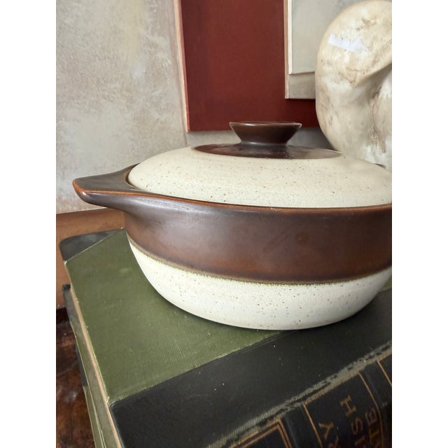 1960s Denby Langley England Stoneware Brown and Cream Pottery Lidded Casserole For Sale In Chicago - Image 6 of 11