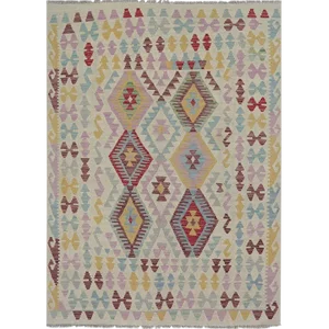 Handwoven Turkish Kilim Rug - 4′10″ × 6′7″