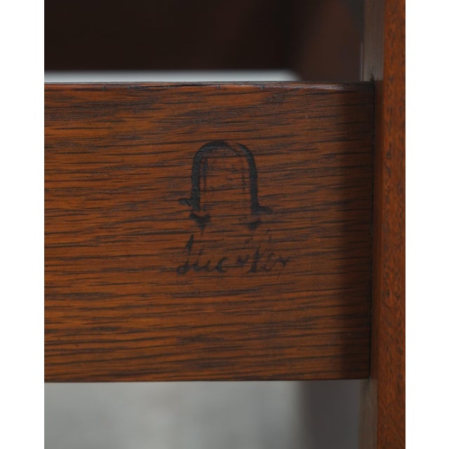 Stickley Antique Mission Style Oak Leather Seat Rocking Chair For Sale - Image 18 of 18