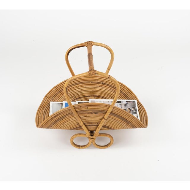 Mid-Century Bamboo and Rattan Magazine Rack in the style of Vivai del Sud, Italy, 1960s For Sale - Image 12 of 16