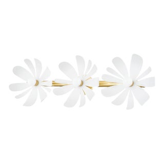 Mitzi Twiggy Flower 3-Light Vanity Sconce, Aged Brass/Textured White Combo For Sale