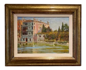 Early 20th Century Italian Landscape Oil Painting, Framed