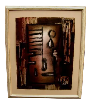 Abstract Gouache by listed European artist Rosario Moreno