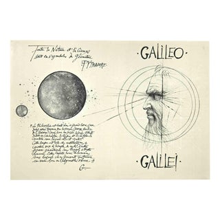 Pierre Yves Tremois, Galileo Galilei, Etching, 1955 For Sale