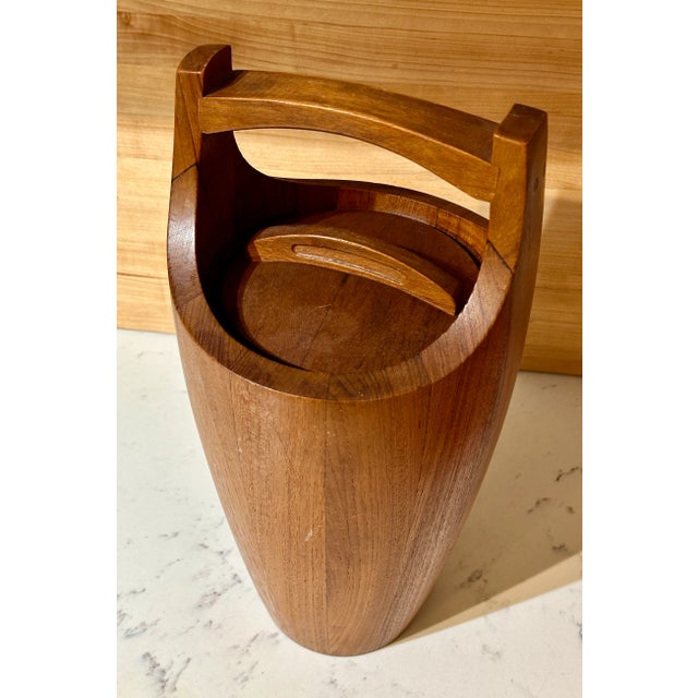 Mid-Century Modern • • Vintage Dansk Teak "Congo" Ice Bucket & Wine Chiller by Jens Quistgaard – Rare 19" Tall Model 810 For Sale - Image 3 of 9