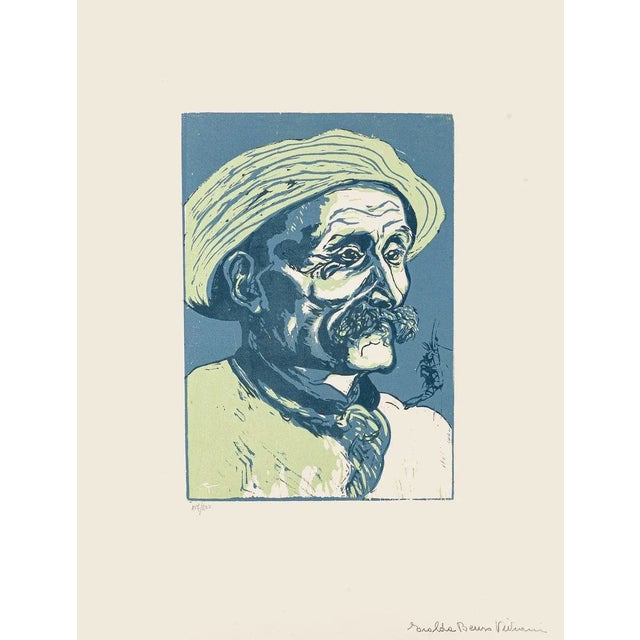 Image dimensions: 38.5 x 27 cm. ''Portrait of Old'' is an original xilography realized by Giuseppe Viviani in 1927; Hand-...