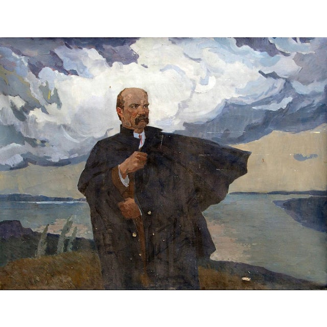 Taras Shevchenko Portrait, Antique Oil Painting, Soviet Ukrainian Art 130-170 For Sale