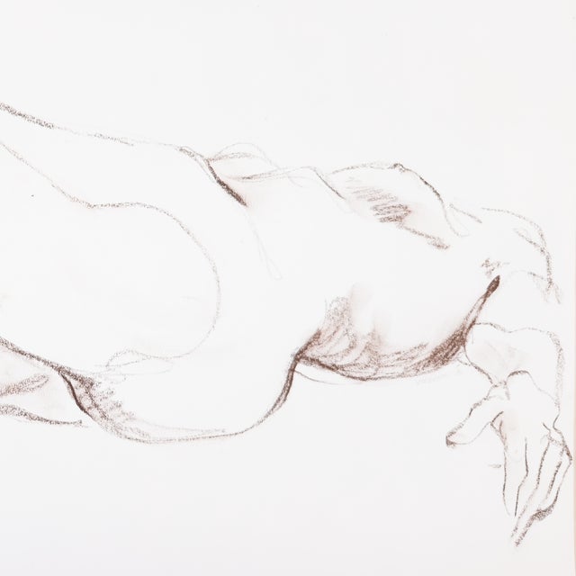 1980s Reclining Nude in Conte - V. Morgan, C. 1980 For Sale - Image 5 of 12