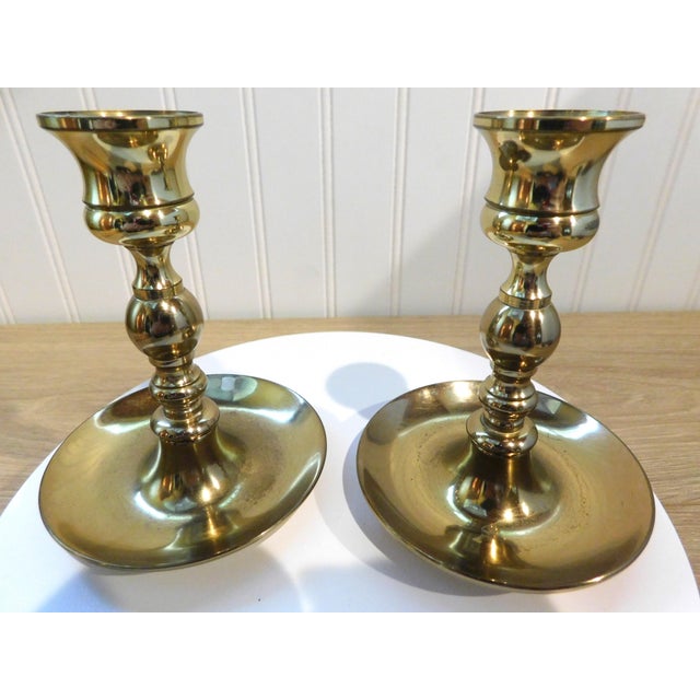 1970s Vintage Baldwin Brass Candlestick Holders: 200th Anniversary Pair For Sale - Image 5 of 14