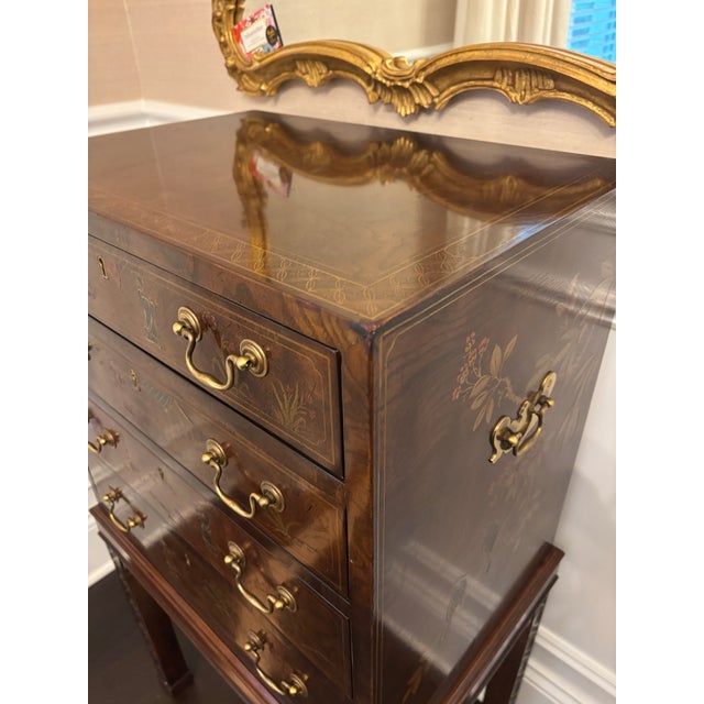 Mahogany Henredon Aston Court Collection Chinoiserie Silverware or Jewelry Chest For Sale - Image 9 of 12