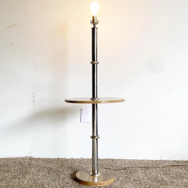 Postmodern Burl Wood Laminate Floor Lamp For Sale - Image 4 of 7